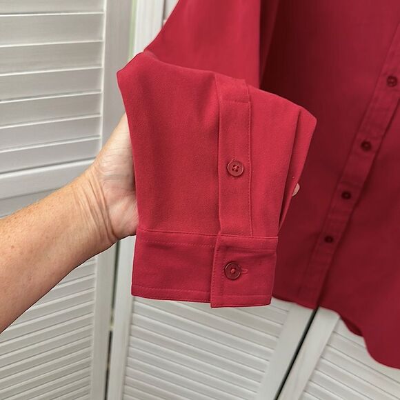 Denim&Co Shacket Red Size Large Long Sleeve - Picture 6 of 12